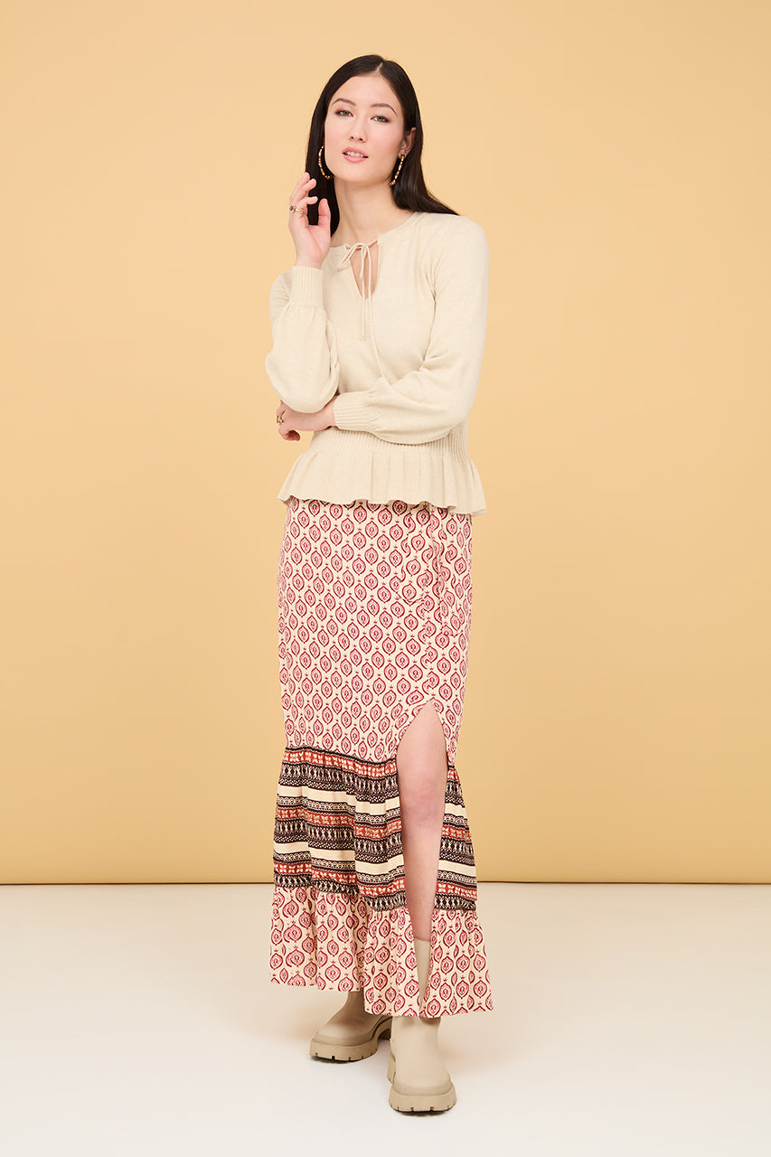 FALDA MIDI ESTAMPADO ÉTNICO DE NüD