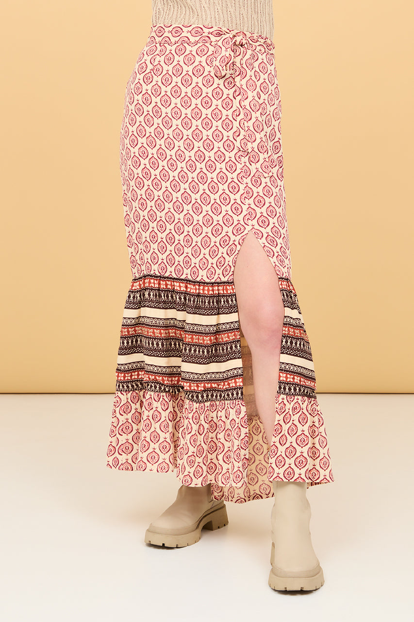 FALDA MIDI ESTAMPADO ÉTNICO DE NüD