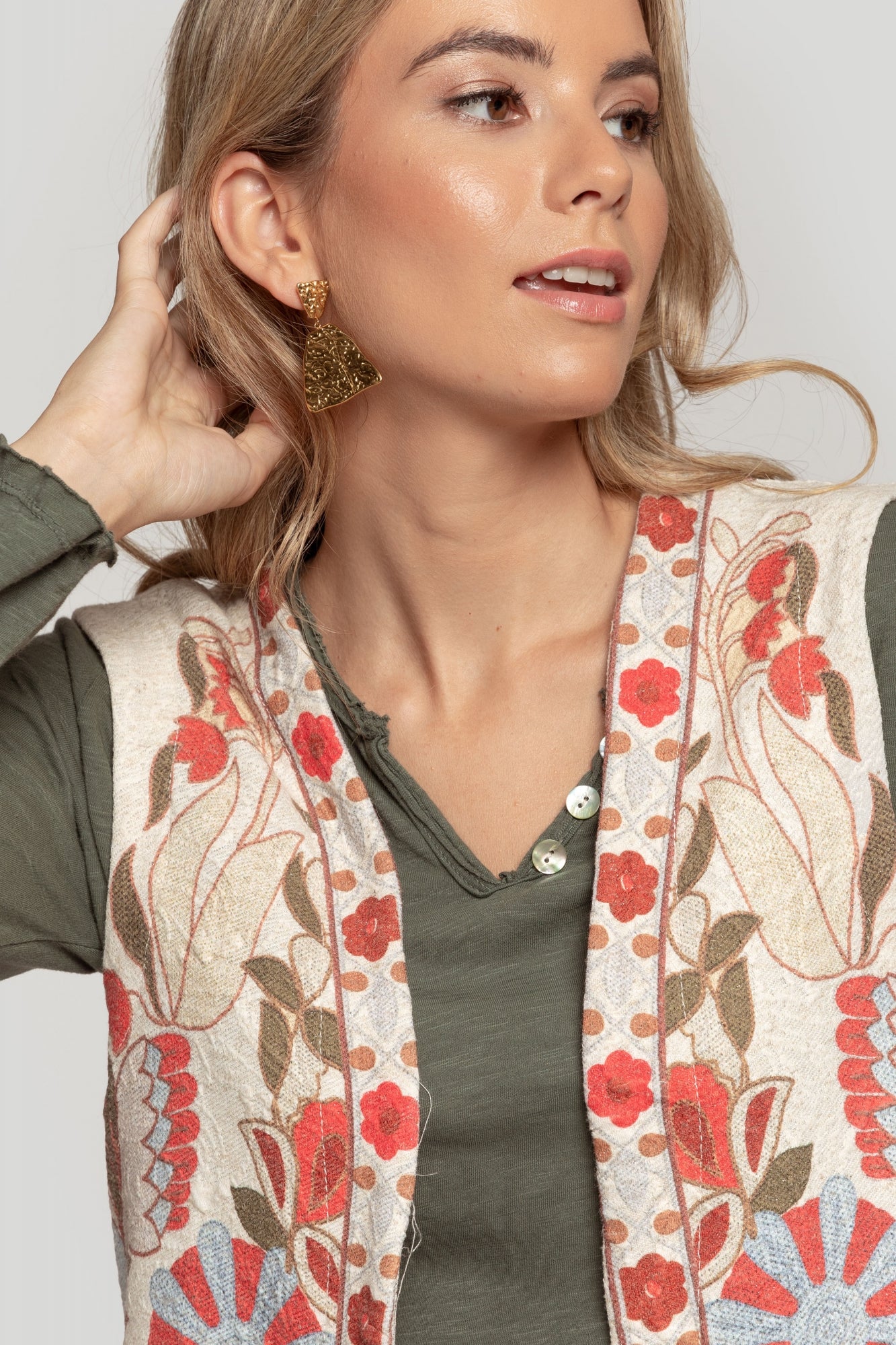 Chaleco Floral Print m&Cream