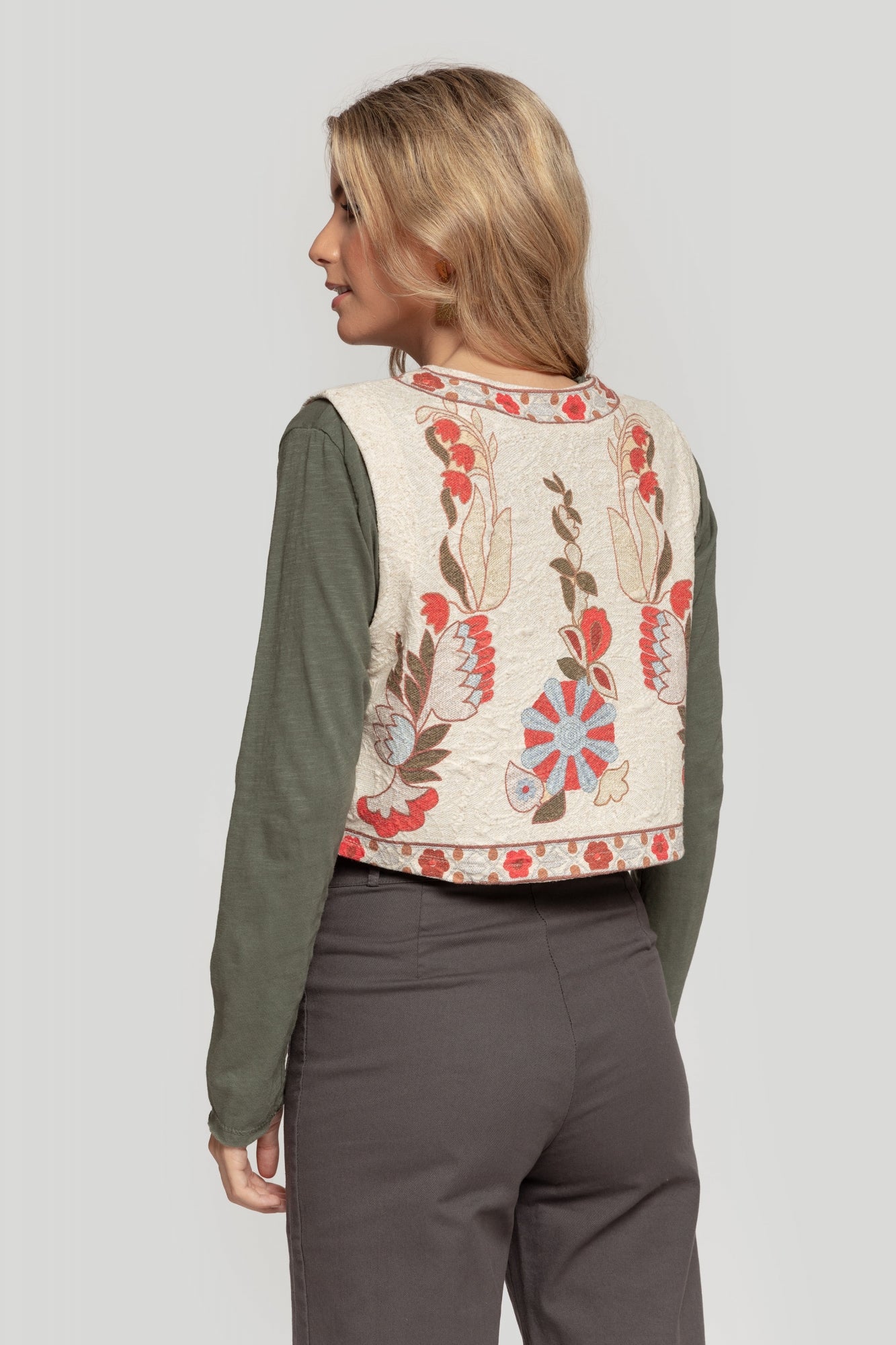 Chaleco Floral Print m&Cream