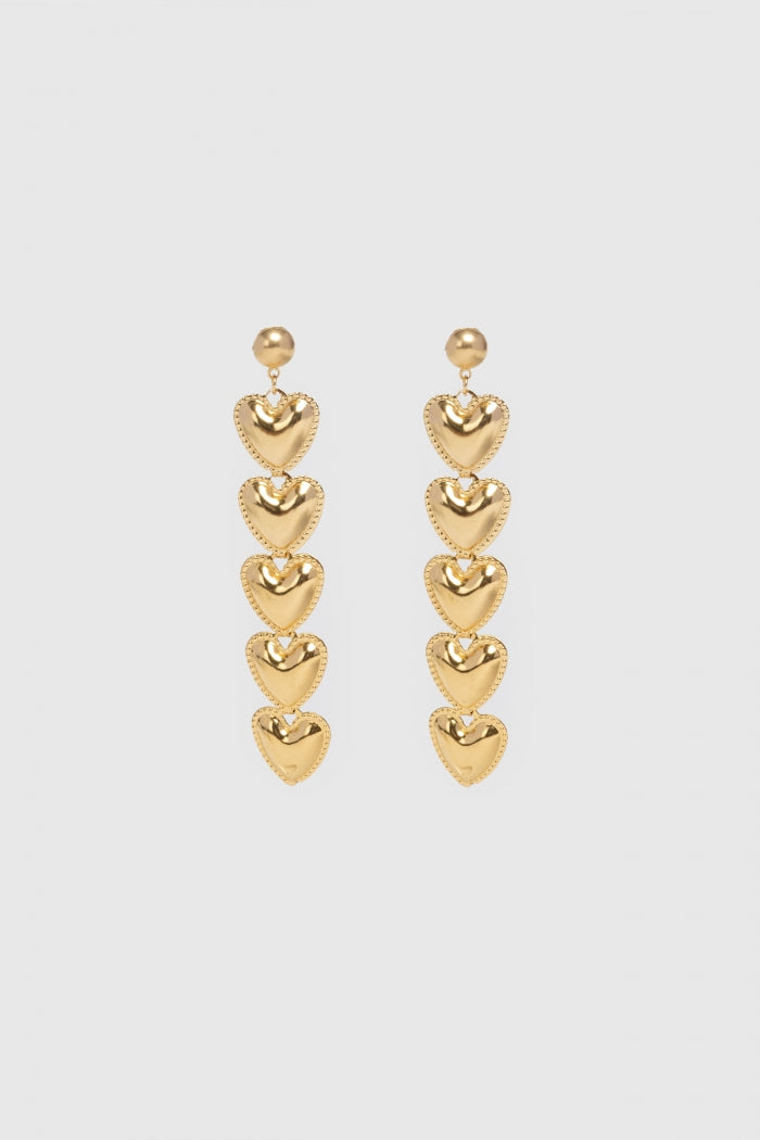 Pendientes Largos Corazones - m&Cream