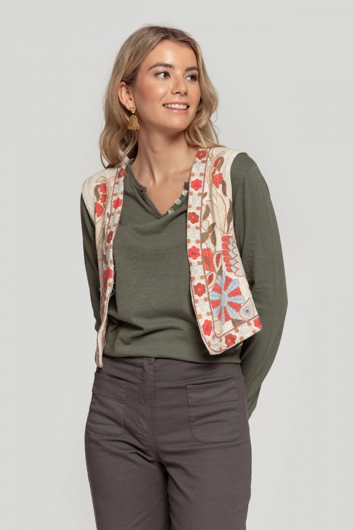 Chaleco Floral Print m&Cream